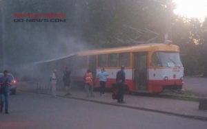 В одесском трамвае №13 произошел пожар