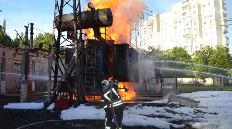 пожар на подстанции в Суворовском районе Одессы