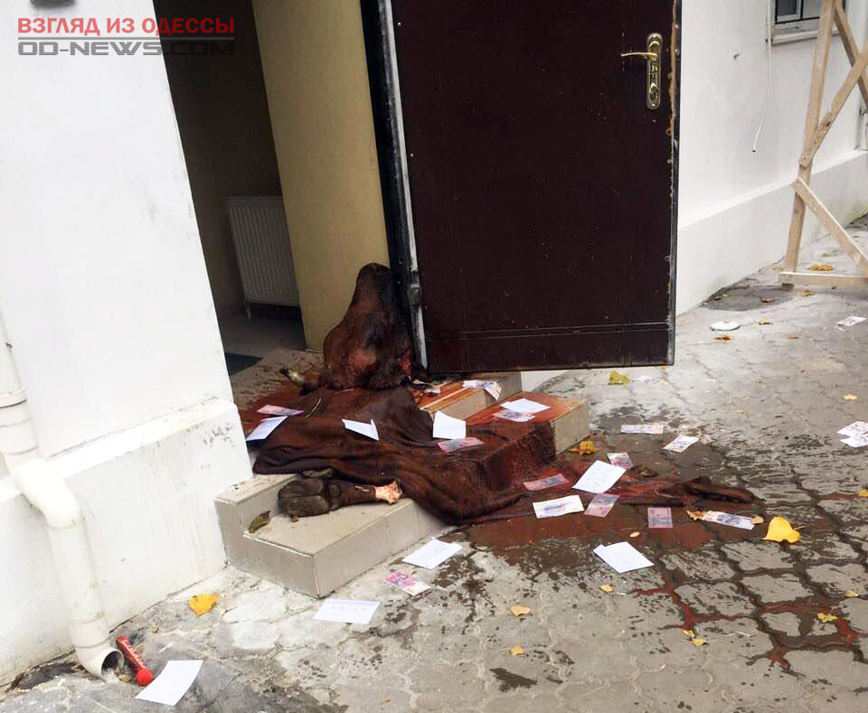 В Одессе один из офисов облили кровью