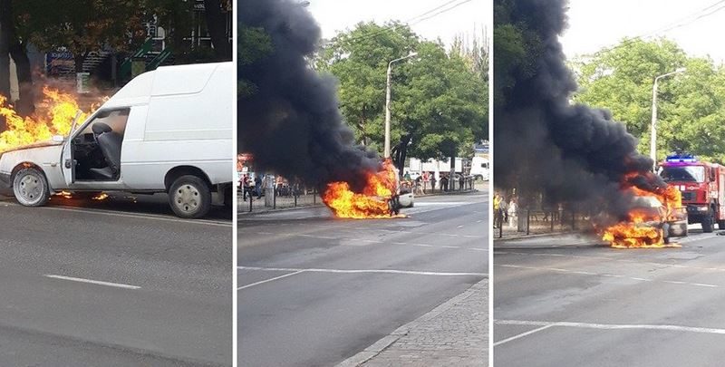 Появилось видео горящего автомобиля в Одессе